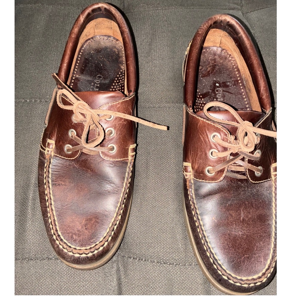Cole Haan Boat Shoes Mens 9D Brown Leather Country C02754 Moc Toe Loafers